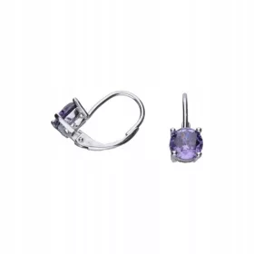    srebrni uhani s kubičnimi cirkoniji v barvi ametista, francoska zaponka