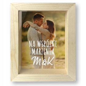 Hranilnik za poročno darilo iz naravnega lesa za par