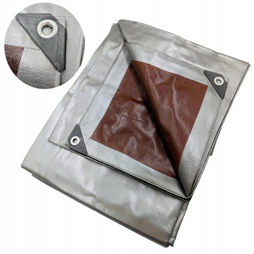 Zaščitna ponjava za prikolico, srebrno-rjava, 210g/m², 4x5m, UV++ Filter