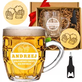   Personaliziran set Pivski Mufel z Gravuro, darilo za fanta ali očeta za rojstni dan od 18. do 99. leta