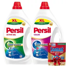   Persil Active pralni gel za belo in pisano perilo 2×2,475 l, 55 pranj + GRATIS tableta 5v1