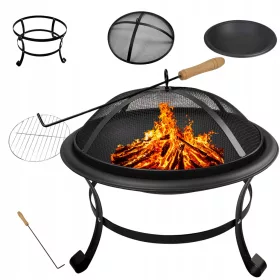    VRTNO KURIŠČE S POKROVOM FIRENZE 54 CM ZA ŽAR TABORNIŠKI OGEN STEEL BLACK