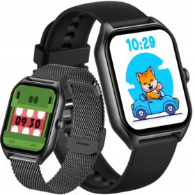    Smartwatch športna ura za fante in dekleta, črna, 2 paščka za meni PL