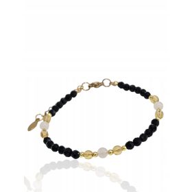 Srečna zapestnica turmalina, citrina in rožnatega kremena