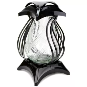   Moderna sveča FLORA, Elegantna Črna Sveča z Visoko Stabilnostjo, Višina 34 cm