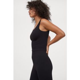    H & M črna športna majica za trening, hitro sušeča rebrasta spodnja majica