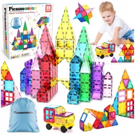   Magnetne kocke Picasso Tiles 61 kosov - Veliki izobraževalni set za ustvarjalno igro