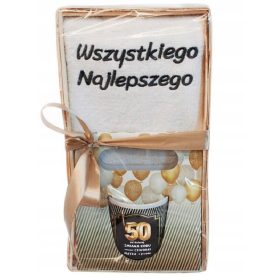 Darilni set za 50. rojstni dan z ročnikom in skodelico