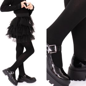   phenome Otroške Hlačne Nogavice VELUR Velvet 100 3D, Črne, Brez Hlačic, 150/156