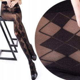   Fenome LuSi57 vzorčaste hlačne nogavice 40den črne Nero velikost 3/4