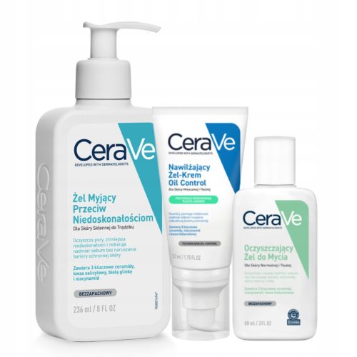 CeraVe Komplet za nego mastne in mešane kože: gel-kremi in čistilni gel
