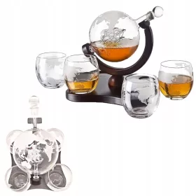   Set za viski Globe Carafe 850 ml s kozarci v obliki ladijske ladje - Darilo za rojstni dan
