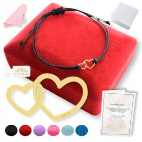 Zlata zapestnica srce Dve srčki na vrvici BARVE Darilo 333