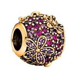 Zlata obesek s čudovitimi roza cirkoni iz srebra 925