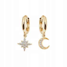  Srebrni pozlačeni uhani zvezda luna