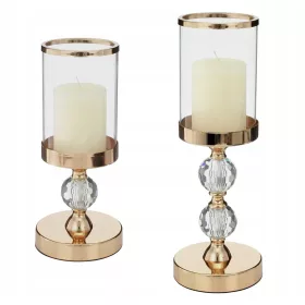 Svečnik Glamour Lantern Crystal Luxury Gold set 1-2