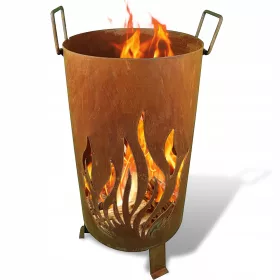    VRTNI KAMIN JEKLO CORTEN ŽAR TRINOŽEC ZA VEJE LESNI ODPADKI