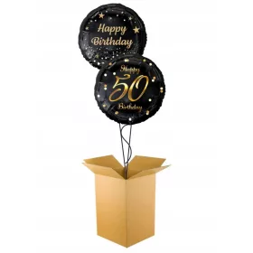 SET 2 X HELIJ BALON 50. ROJSTNI DAN ČRN Darilo v škatli