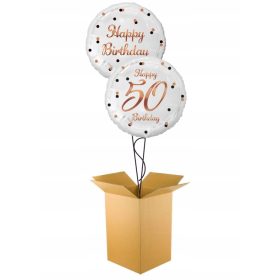   Balon set za 50. rojstni dan 2 x helij bela | Darilo v škatli