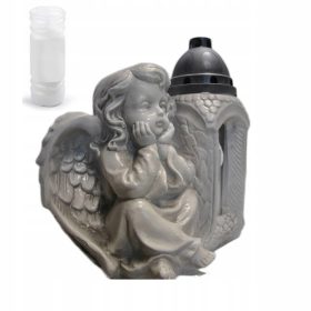 GIPSANA SVEČA Z ANGELSKO FIGURICO ZA GROB