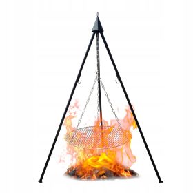    Vrtni žar, trinožnik, zložljiva rešetka, 60 cm, viseča, 120 cm, velika, ognjišče