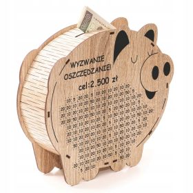   Drevesna pujska skrinjica z izzivom in posvetilom, Darilo z namenom doseči 2500 PLN