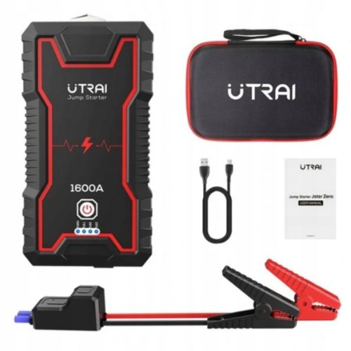 Močen in zanesljiv zaganjalnik Utrai Jstar Zero 16000mAh 1600A za vozila do 7.0L bencin in 6.5L dizel. Vsestransko orodje vključuje PowerBank, LED svetilko in inteligentne zaciske. Zmogljiva naprava z