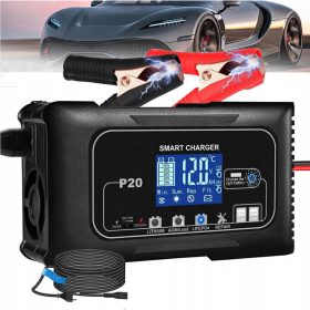   12V 10A INTELIGENTNI POLNILNIK ZA AVTO AKUMULATORJE LCD ZASLON MIKROPROCESORSKI