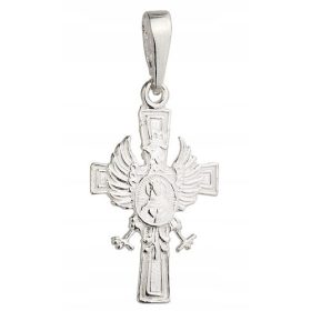    Srebrni domoljubni križni obesek z orlom in devico Marijo pr. 925