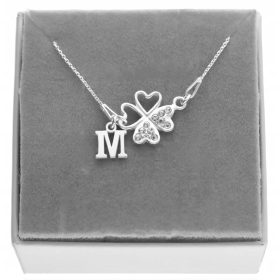    Srebrna ogrlica deteljica s črko iz kubičnega cirkonija LETTER 55cm SREBRO 925