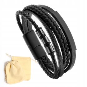    HIT Moška pletena zapestnica, trak, usnjena zapestnica, jeklo, LAPRII