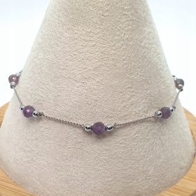 Nastavljiva zapestnica z vrvico Ametist LaReine Stones