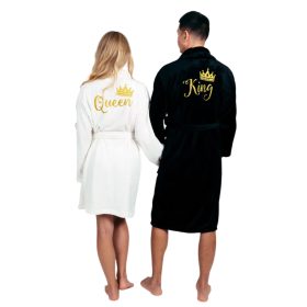   KRALJEVSKI IN KRALJEVSKI KOMPLET KOPALNIH PLAŠČEV Z ZLATO VEZENINO ZA PARNI PAR ⭐⭐⭐⭐⭐