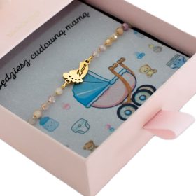   Zapestnica z graviranim imenom in roza perlicami za personalizirano darilo