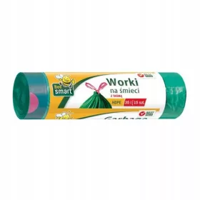   PACLAN Bee Smart Vreče za smeti z vrvico, zelene, 35l, 15 kos