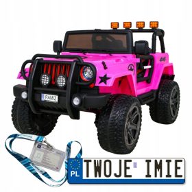   Auto Terenec Monster 4x4 za Otroke 2 Sedeža Roza + Daljinski Upravljalnik + Regulacija Sedeža + Brezplačen Start + MP3 LED + Prtljažnik + Nahrbtnik [PA.WXE1688.ROZ]
