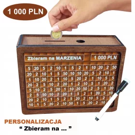  Skarbonka Vintage z personalizacijo grafikona - Darilo v vrednosti 1.000 PLN