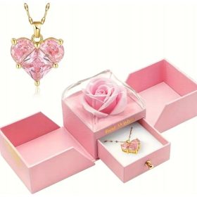    Večna vrtnica v stekleni ogrlici za žensko darilo za valentinovo