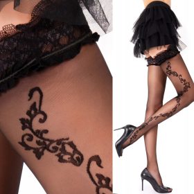 rne Samostoječe Nogavice s Srčki Dekorativno Čipko