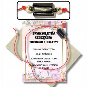 Zapestnica za srečo s turmalinom, hematom in rdečo vrvico