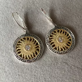    Viseči uhani iz srebra 925, pozlačeni ažuri, angleška zaponka