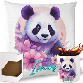   ZESTAW BLAZINA SKODICA SLADKI PANDA MEDVED PISANO PERJE ROZE DARILNA IMENA