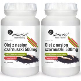   Aliness Hladno stiskano olje črne kumine z Etiopijo, 500 mg, 120 kapsul