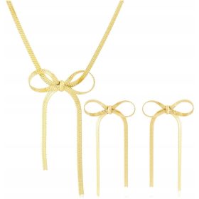   ZLATI KOMPLET NAKITA, 2 KOSA, SUPER BOW, KIRURŠKO JEKLO AISADI