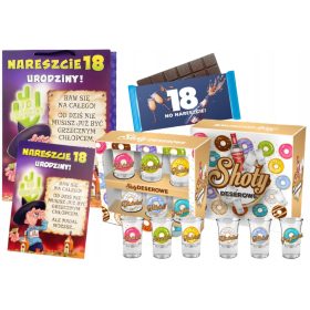   Darilo za 18. rojstni dan za prijatelja - komplet s kartico, očali in 6 kozarci