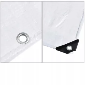   Trpežna bela polietilenska ponjava 8x12 z UV zaščito in aluminijastimi očesci