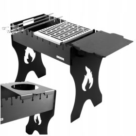    Zložljiv turistični žar za 10 nabodal 3 mm Jeklo Mangal Oglje