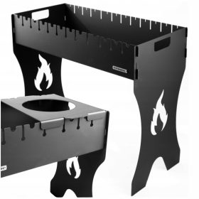    Zložljiv turistični žar za 12 nabodal 3 mm Jeklo Mangal Oglje