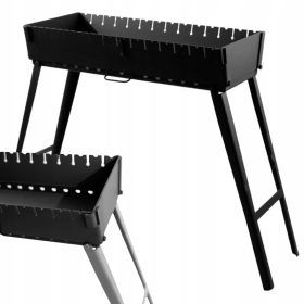    Mangal kovček za žar za 14 nabodal, kovinski, 5 mm, karbonski, zložljiv XXL