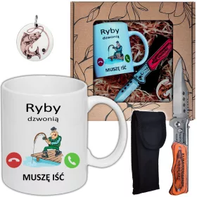   PREMIUM WĘDKARSKI SET Z GRAVIRANJEM NOŽA, SKODELICA, OBESKI ZA KLJUČE IN SUPER DARILNI HIT